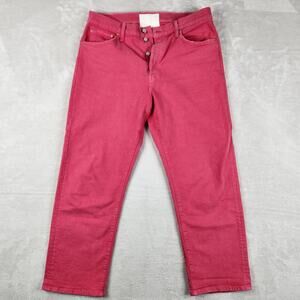 MOTHER Women's Cropped Jeans in hot pink